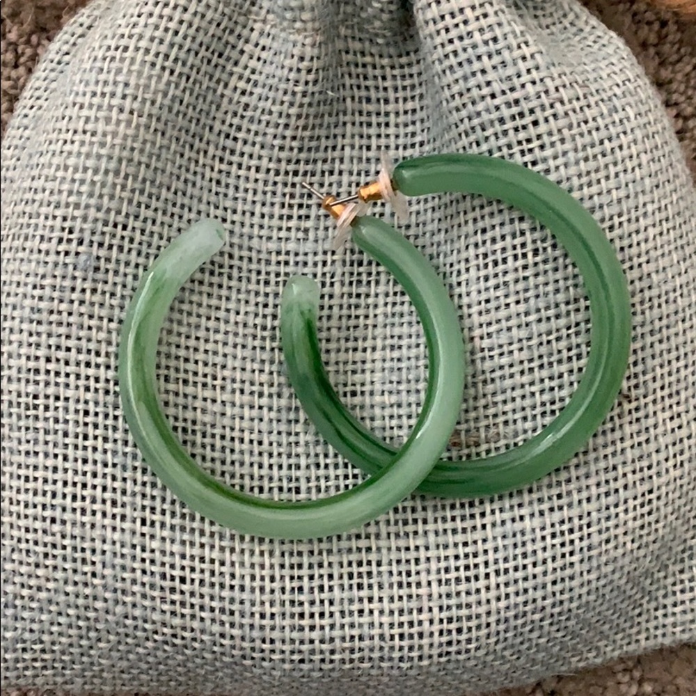 Anthropologie teal lucite hoop earrings